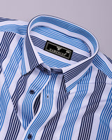 Standy Blue With White Stripe Cotton Shirt