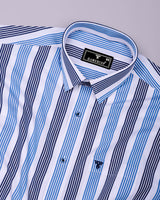 Standy Blue With White Stripe Cotton Shirt