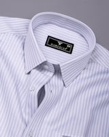 Caleno Silver With White Stripe Premium Giza Shirt