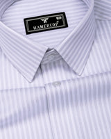 Caleno Silver With White Stripe Premium Giza Shirt