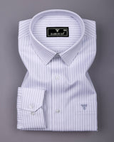 Caleno Silver With White Stripe Premium Giza Shirt