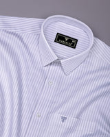 Caleno Silver With White Stripe Premium Giza Shirt