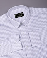 Caleno Silver With White Stripe Premium Giza Shirt