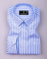 Selmor Blue With White Dobby Stripe Premium Giza Shirt