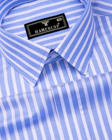 Selmor Blue With White Dobby Stripe Premium Giza Shirt
