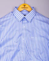 Selmor Blue With White Dobby Stripe Premium Giza Shirt