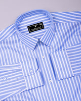Selmor Blue With White Dobby Stripe Premium Giza Shirt