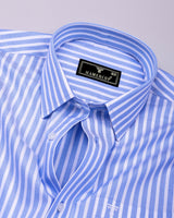 Selmor Blue With White Dobby Stripe Premium Giza Shirt