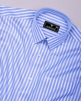Selmor Blue With White Dobby Stripe Premium Giza Shirt