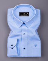 Drelon Blue Dobby Solid Premium Giza Shirt