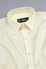 Porcelain white with micro blue printed cotton shirt