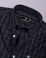 Pirel Black With White Check Cotton Shirt