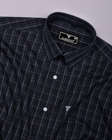 Pirel Black With White Check Cotton Shirt