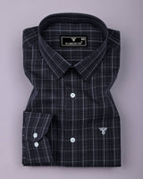 Pirel Black With White Check Cotton Shirt