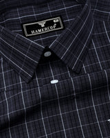 Pirel Black With White Check Cotton Shirt