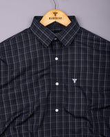 Pirel Black With White Check Cotton Shirt