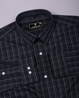 Pirel Black With White Check Cotton Shirt