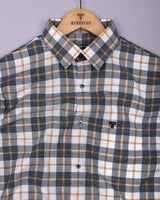 Selvo Blue With Orange Check Dobby Cotton Shirt