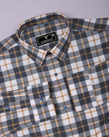 Selvo Blue With Orange Check Dobby Cotton Shirt