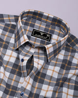 Selvo Blue With Orange Check Dobby Cotton Shirt