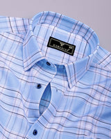 Grison Blue With White Check Formal Cotton Shirt
