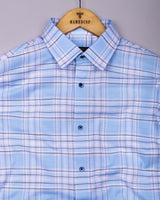 Grison Blue With White Check Formal Cotton Shirt