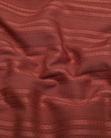 Burnt Orange Self Stripe Dobby Cotton Shirt Style Kurta