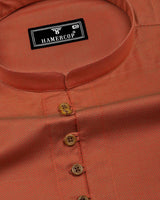Simon Orange Dobby Texture Cotton Shirt Style Kurta