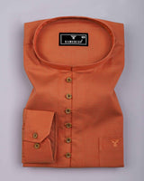 Simon Orange Dobby Texture Cotton Shirt Style Kurta
