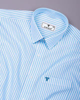Alfa BabyBlue With White Bengal Stripe Oxford Cotton Shirt