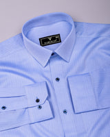 Haven SkyBlue With White Stripe Premium Giza Shirt