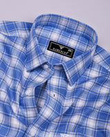 Flavo Blue With Gray Dobby Check Formal Cotton Shirt