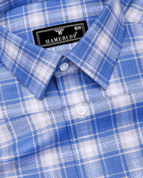 Flavo Blue With Gray Dobby Check Formal Cotton Shirt