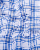 Flavo White With Blue Dobby Check Formal Cotton Shirt