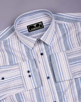 Elora Blue Multi Stripe Linen Cotton Shirt