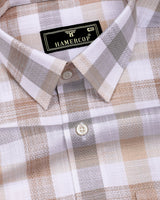 Aven Cream With White Check Dobby Cotton Shirt