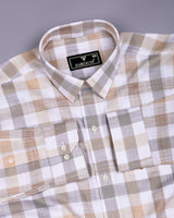 Aven Cream With White Check Dobby Cotton Shirt