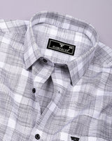 Neron White With Black Check Dobby Textured Cotton Shirt