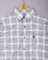 Neron White With Black Check Dobby Textured Cotton Shirt