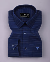 Zeron Blue Weft Stripe Premium Cotton Shirt