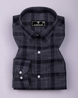 Neron Black Check Dobby Textured Cotton Shirt