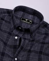 Neron Black Check Dobby Textured Cotton Shirt