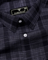 Neron Black Check Dobby Textured Cotton Shirt