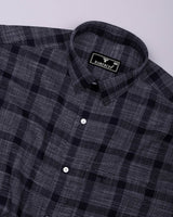Neron Black Check Dobby Textured Cotton Shirt