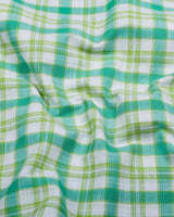 Trell Green With White Check Linen Cotton Shirt