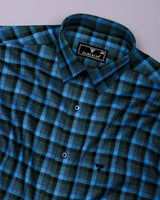 Zevin Blue Multicolor Twill Check Giza Shirt