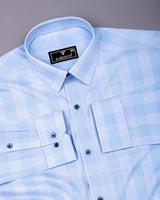Laxion Blue Micro Check Formal Cotton Shirt