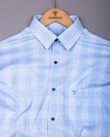 Laxion Blue Micro Check Formal Cotton Shirt