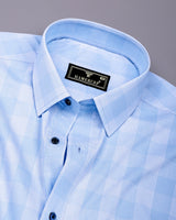 Laxion Blue Micro Check Formal Cotton Shirt