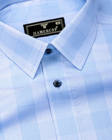Laxion Blue Micro Check Formal Cotton Shirt